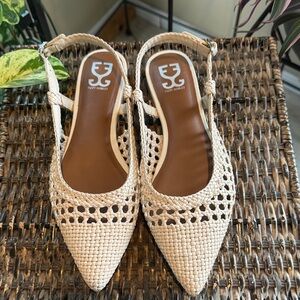 Fizzy Goblet Elegant Cream Woven Slingback Sandals Size 7